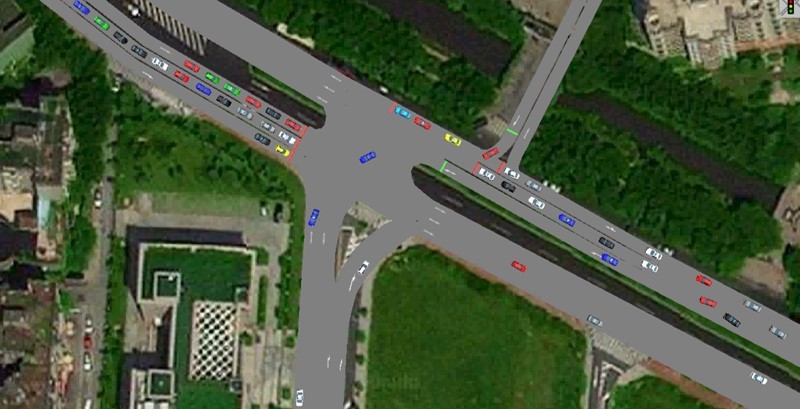 圖3 交叉口仿真效果