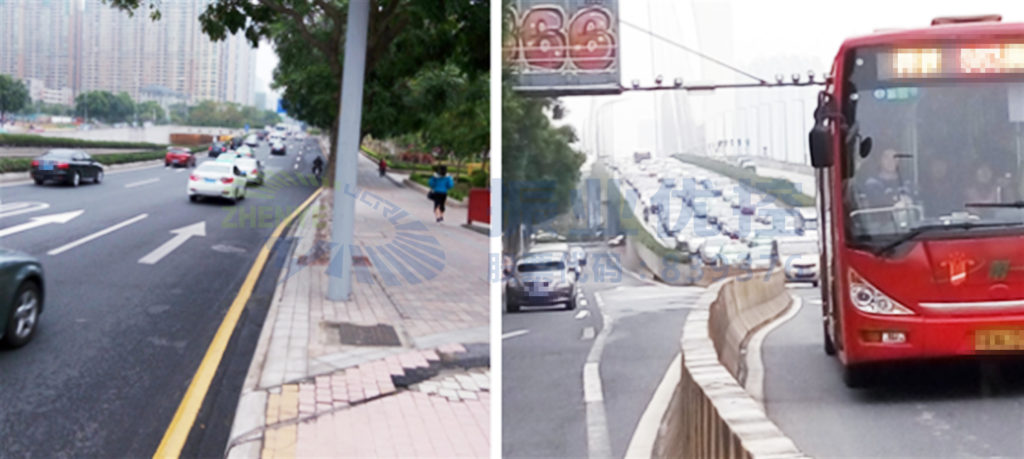 圖6 車輛通過星光大橋下橋位前后對(duì)比圖