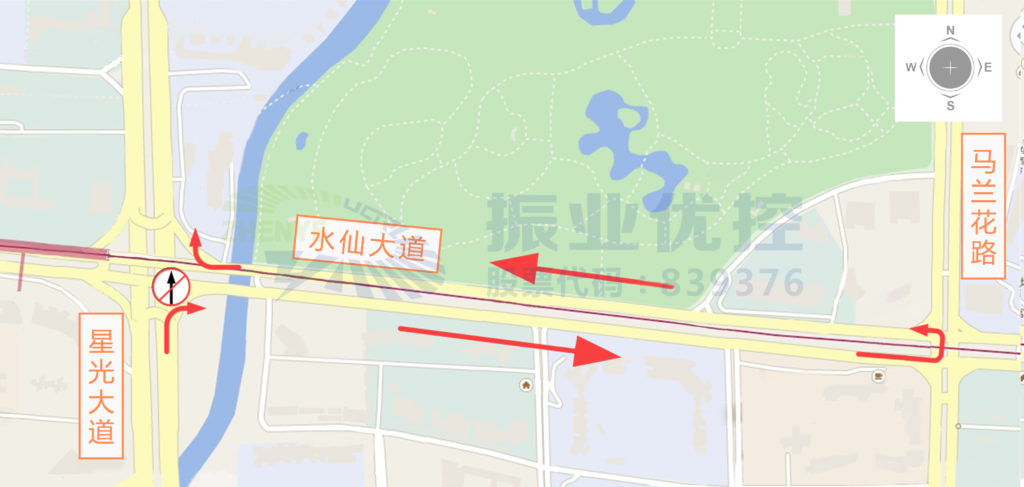 圖8 星光大道南往北地面直行繞行路線圖