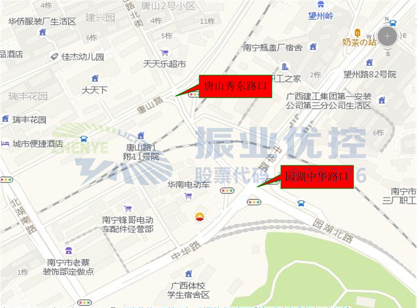 圖1 秀東路段兩個(gè)路口地理位置