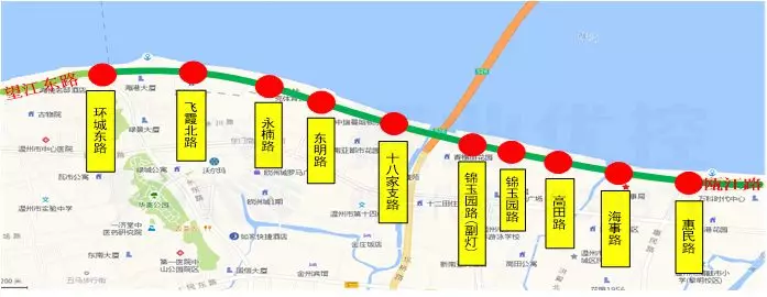 圖1?甌江路協(xié)調(diào)路段10個(gè)路口分布圖