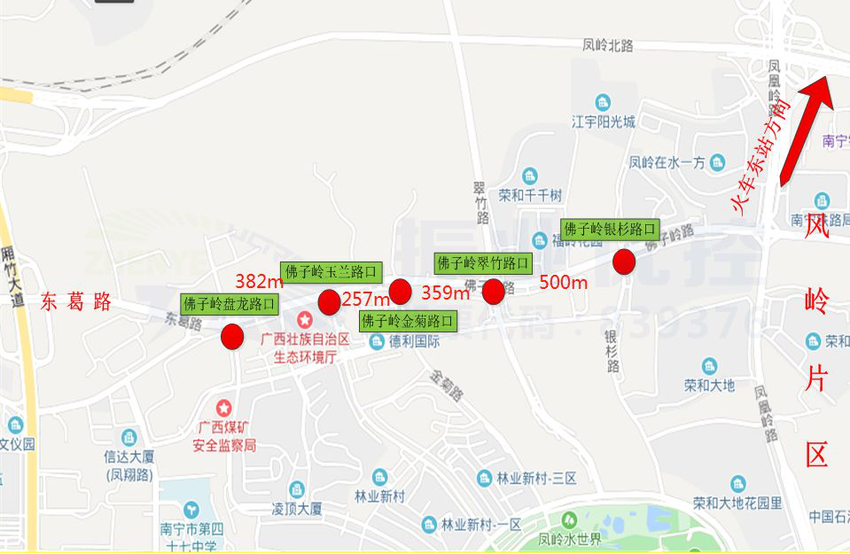圖1 佛子嶺路協(xié)調路段各路口分布