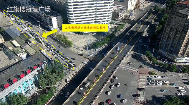 圖6 工業(yè)街西進(jìn)口優(yōu)化前排隊(duì)長(zhǎng)度