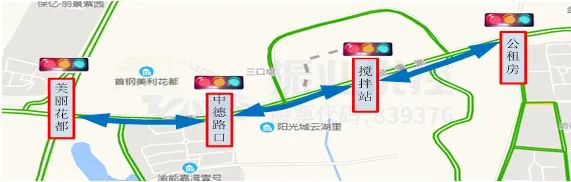 圖1 同康路協(xié)調優(yōu)化路口分布圖