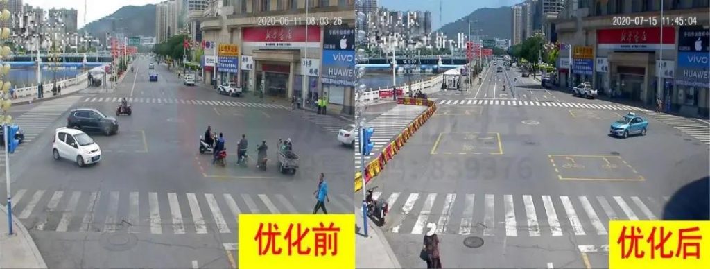 圖6 濱河路-通橋優(yōu)化前后對比圖