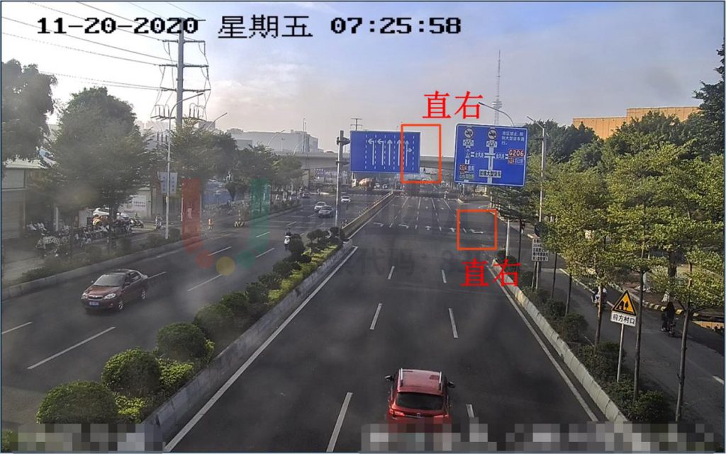 圖13北進口車道指示牌與地面車道標線一致（優(yōu)化后）
