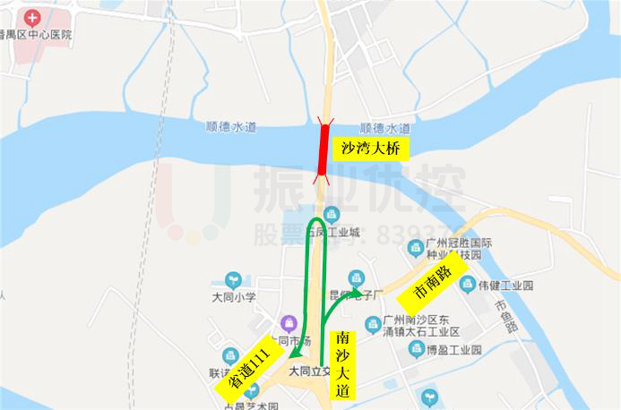 圖10 沙灣大橋南往北車流繞行設計