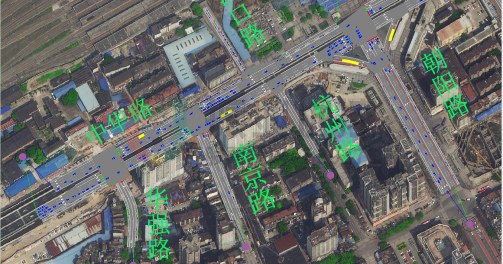 圖5 對多套協(xié)調(diào)方案進(jìn)行交通仿真測試