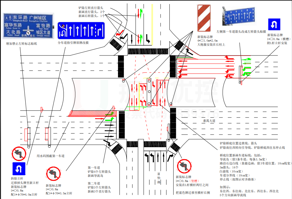 圖9 改造后番禺-富華交叉口橋底車道整改情況