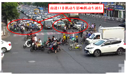 圖5 晚高峰南進(jìn)口通行秩序混亂