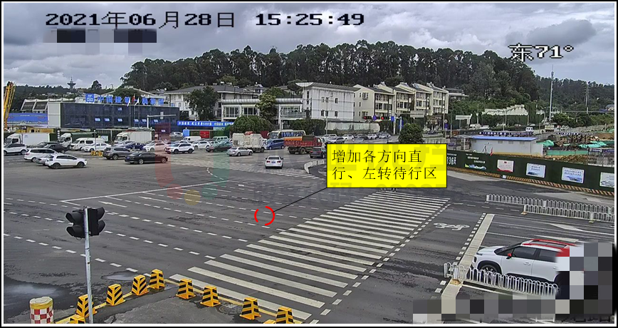 圖7 路口增加各方向左轉(zhuǎn)、直行待行區(qū)