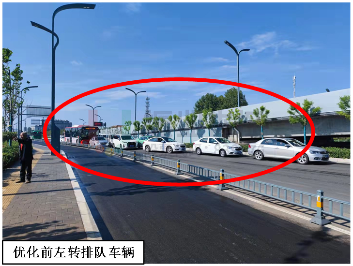 圖6 南進口優(yōu)化前后排隊長度對比