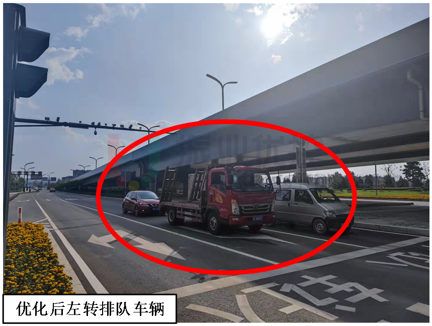 圖6 南進口優(yōu)化前后排隊長度對比