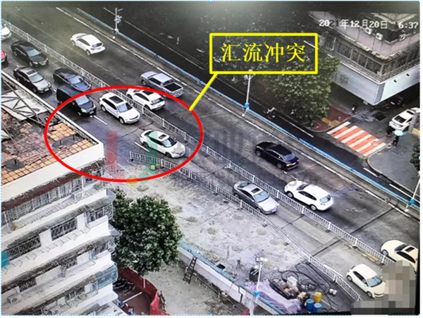 圖3-1 金砂-汕樟路口北進口施工匯流沖突