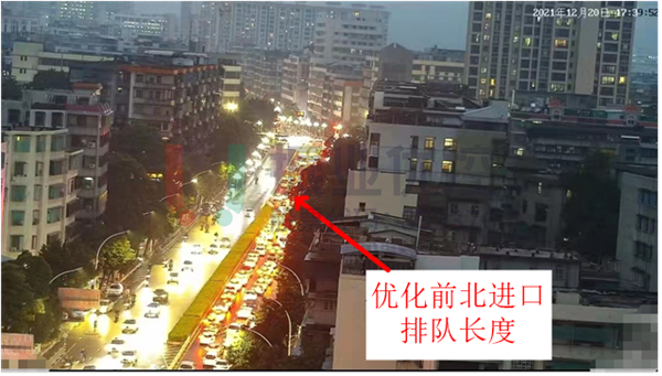 圖7 金砂-汕樟路口北進口排隊長度(優(yōu)化前)