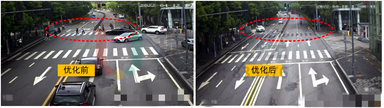 圖6 優(yōu)化前后路口標線